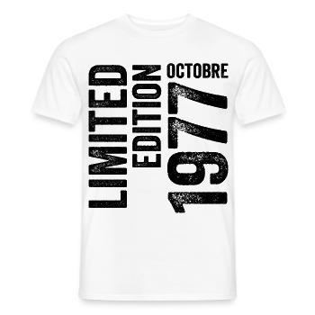 1977 - Men's T-Shirt - white - Front - AI Model Male 178 dark (178cm)