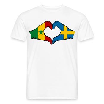 Drapeau du Sénégal Suède Mains Forme de cœur - T-shirt homme - blanc - Devant - AI Model Male 178 dark (178cm)