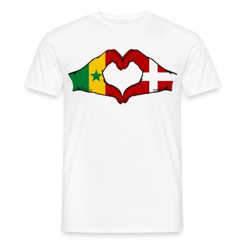 Drapeau du Sénégal Danemark Mains en forme de cœur - T-shirt homme - blanc - Devant - AI Model Male 178 dark (178cm)