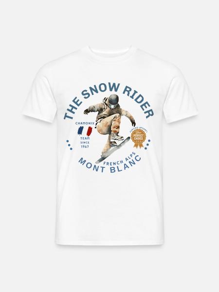 Mont-Blanc-Skifahrer in Aktion in Chamonix - Männer T-Shirt - Weiß