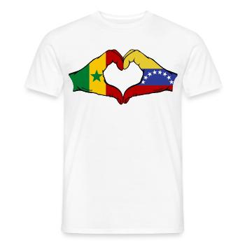 Senegal Venezuela flag hands heart shape used - Men's T-Shirt - white - Front - AI Model Male 178 dark (178cm)