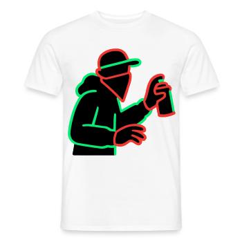 Neon Graffiti Sprayer Silhouette - Men's T-Shirt - white - Front - AI Model Male 178 dark (178cm)