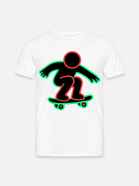 Neon Skateboarder Line Art - Men's T-Shirt - white