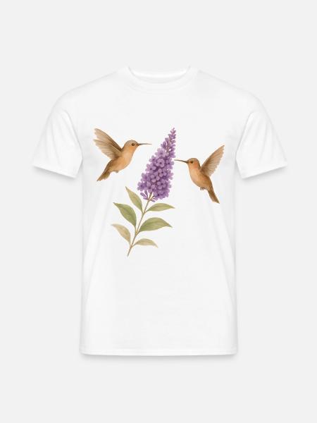 Kolibris mit Blüten Cottagecore - Männer T-Shirt - Weiß