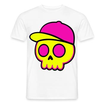 Neon Skull Cap Design - Men's T-Shirt - white - Front - AI Model Male 178 dark (178cm)