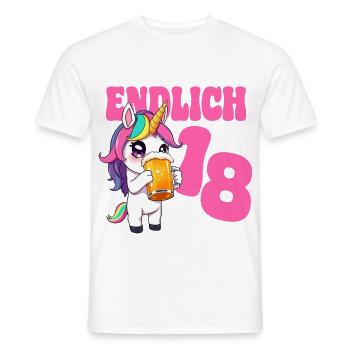 Bière Licorne Enfin 18 Bière Fête d’anniversaire - T-shirt homme - blanc - Devant - AI Model Male 178 dark (178cm)