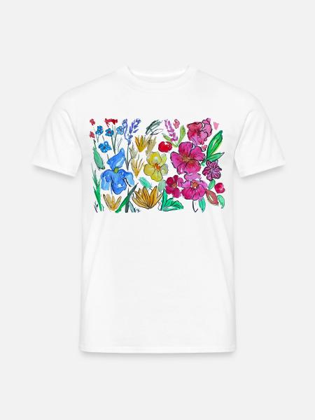 Florales Aquarell von lebendigen Corsagen - Männer T-Shirt - Weiß