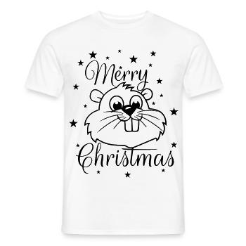 Eichhörnchen – Merry Christmas - Männer T-Shirt - Weiß - Vorne - AI Model Male 178 dark (178cm)