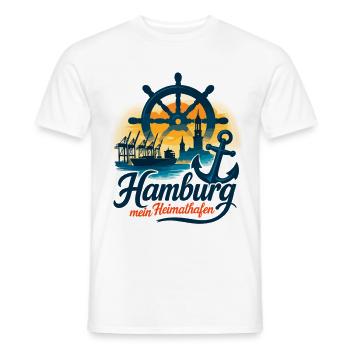 Hamburg Mein Heimathafen Stadt Silhouette Geschenk - Männer T-Shirt - Weiß - Vorne - AI Model Male 178 dark (178cm)