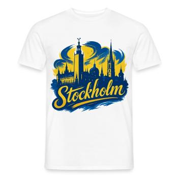 Stockholm Yellow Blue Capital Sweden Gift - Men's T-Shirt - white - Front - AI Model Male 178 dark (178cm)