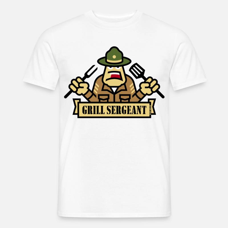 Grill Sergeant (Grillen / BBQ / Barbecue) - Männer T-Shirt - Weiß