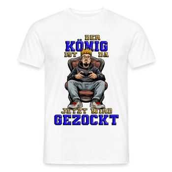 The king is here - pass me the controller - Men's T-Shirt - white - Front - AI Model Male 178 dark (178cm)