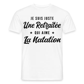 Retraitée Nageuse Humour Cadeau Retraite - T-shirt homme - blanc - Devant - AI Model Male 178 dark (178cm)