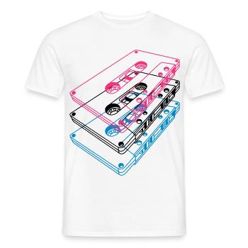 Kassetten 3D – Retro Mixtape Vintage Perspektive - Männer T-Shirt - Weiß - Vorne - AI Model Male 178 dark (178cm)