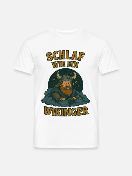 Schlaf wie ein Wikinger Schlafshirt - Männer T-Shirt - Weiß