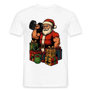 Fitness Santa mit Geschenken - Männer T-Shirt - Weiß - Vorne - AI Model Male 178 dark (178cm)