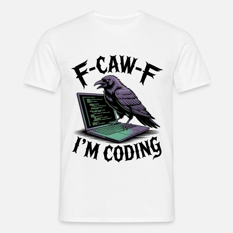 RabenCoder: Code Raven on the laptop - Men's T-Shirt - white