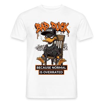 Bad Duck Streetwear Normal est surestimé - T-shirt homme - blanc - Devant - AI Model Male 178 dark (178cm)
