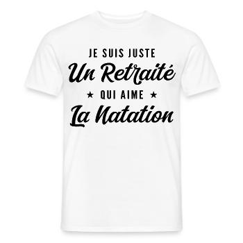 Retraité Nageur Humour Cadeau Retraite - T-shirt homme - blanc - Devant - AI Model Male 178 dark (178cm)