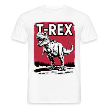 T-Rex Rotlandschaft Grafik - Männer T-Shirt - Weiß - Vorne - AI Model Male 178 dark (178cm)