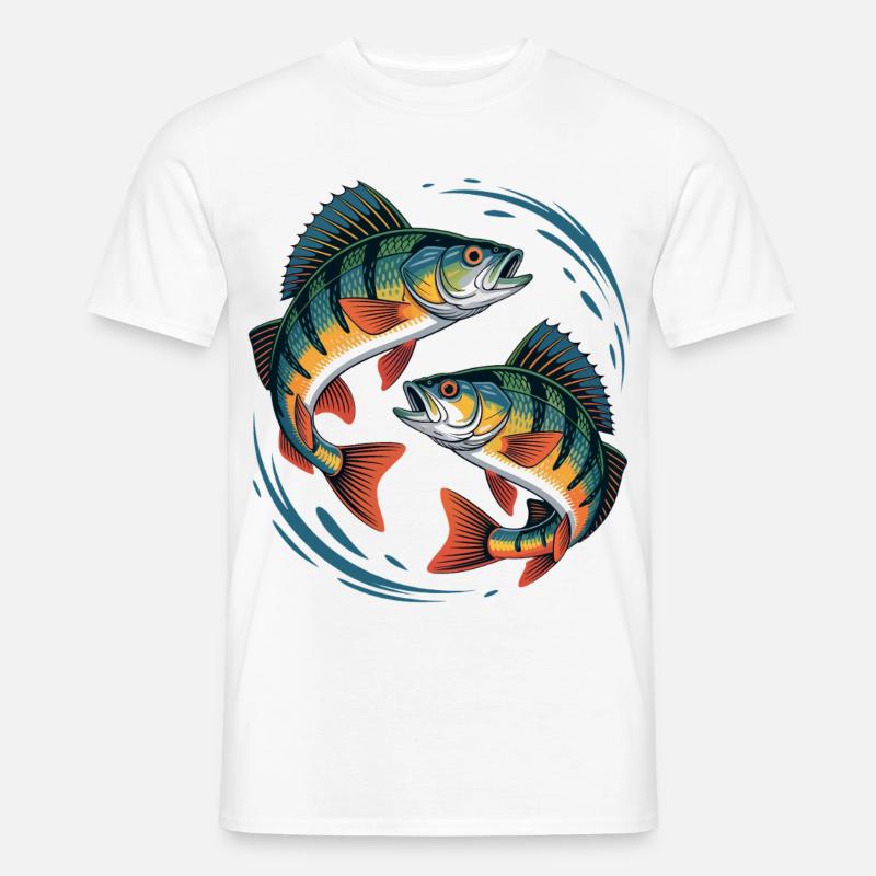 Zwei springende Barsche - Männer T-Shirt - Weiß