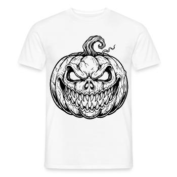 Halloween pumpkin in black the design for horror - Men's T-Shirt - white - Front - AI Model Male 178 dark (178cm)