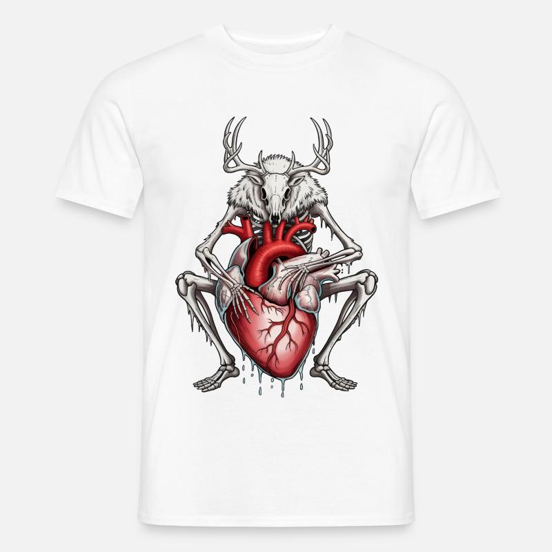 Anatomischer Hirsch mit blutendem Herz - Männer T-Shirt - Weiß