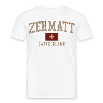 Zermatt Swiss Textured Logo - Men's T-Shirt - white - Front - AI Model Male 178 dark (178cm)