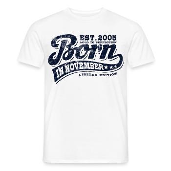 Born in November 2005 - Birthday - Gift - Men's T-Shirt - white - Front - AI Model Male 178 dark (178cm)