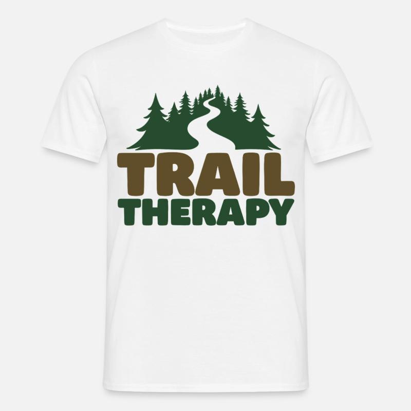 TRAIL THERAPY Spruch Statement - Männer T-Shirt - Weiß