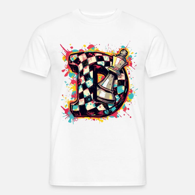 Dame Graffiti Farbexplosion Schachspieler - Männer T-Shirt - Weiß