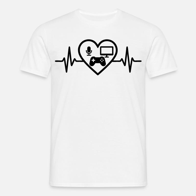 Streaming Gamer Herz Mikro Bildschirm Controller - Männer T-Shirt - Weiß