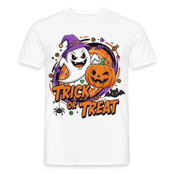 Trick or Treat - Halloween Geist und Kürbis Design - Männer T-Shirt - Weiß - Vorne - AI Model Male 178 dark (178cm)