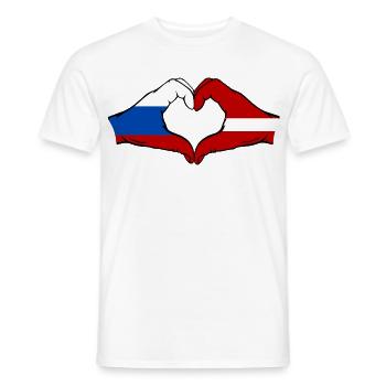Russland_Lettland_Flagge_Hände_Herzform - T-shirt homme - blanc - Devant - AI Model Male 178 dark (178cm)