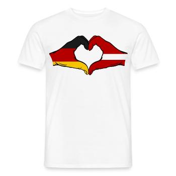 Holland Latvia flag hands heart shape used - Men's T-Shirt - white - Front - AI Model Male 178 dark (178cm)