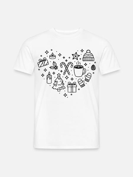 Weihnachten Herz X-Mas Herz Form Weihnachtszeit - Männer T-Shirt - Weiß