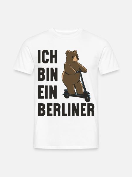 Ein Berliner-Bär auf Roller! Ich bin ein Berliner - Männer T-Shirt - Weiß