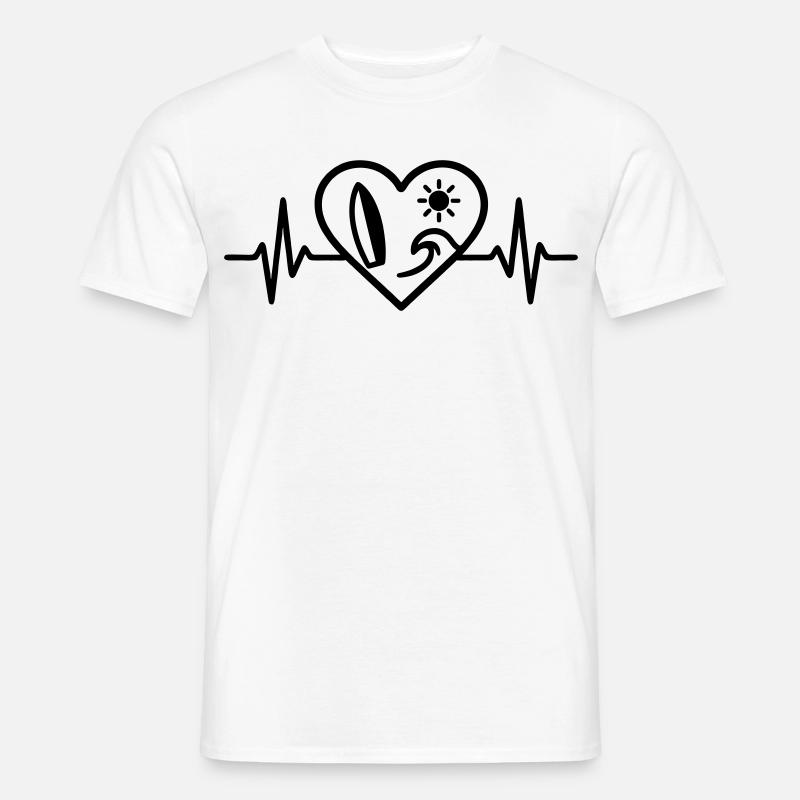 Surf Herz Welle Brett Sonne - Männer T-Shirt - Weiß
