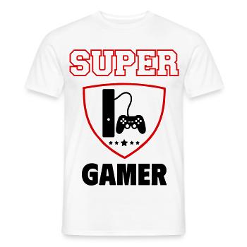 Super gamer, fête des pères, noël - T-shirt homme - blanc - Devant - AI Model Male 178 dark (178cm)
