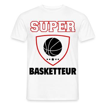 Super basketteur, fête des pères, noël - T-shirt homme - blanc - Devant - AI Model Male 178 dark (178cm)