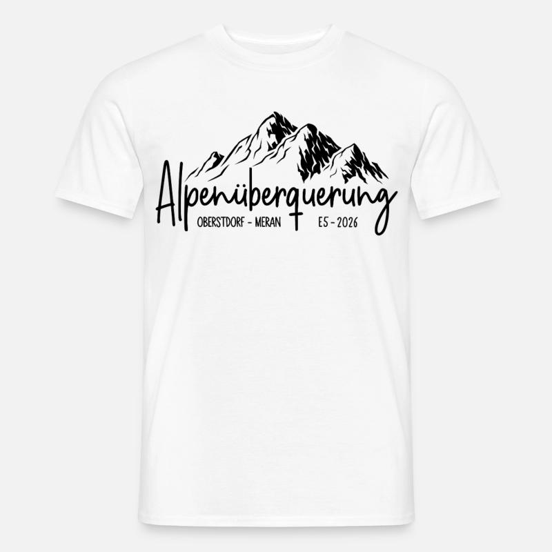 Alpenüberquerung E5 2026 / Oberstdorf - Meran - Männer T-Shirt - Weiß