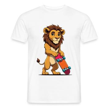 Lion Cub Skateboard Power - Men's T-Shirt - white - Front - AI Model Male 178 dark (178cm)