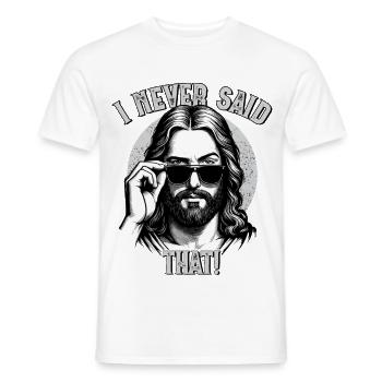 Jésus, je n’ai jamais dit cela, Jésus-Christ - T-shirt homme - blanc - Devant - AI Model Male 178 dark (178cm)
