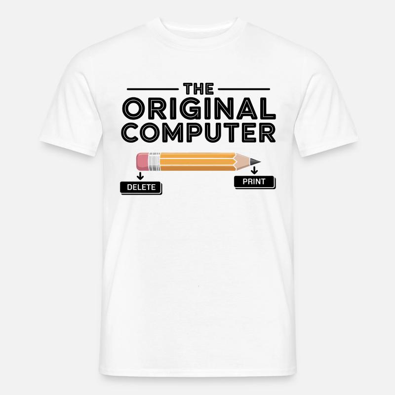 Oryginalny komputer – Pencil Delete & Print - T-shirt męski - biały