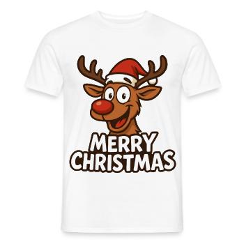 Funny Reindeer Christmas - Men's T-Shirt - white - Front - AI Model Male 178 dark (178cm)