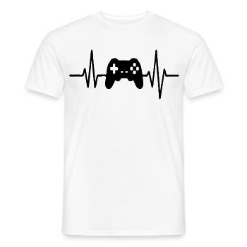 Heartbeat Gamer, Gamecontroller Strichzeichnung Design - Männer T-Shirt - Weiß - Vorne - AI Model Male 178 dark (178cm)