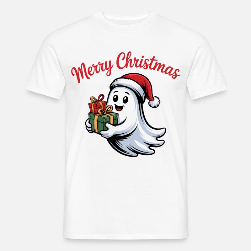 Weihnachtsgeist mit Geschenken - Männer T-Shirt - Weiß