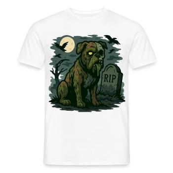 Zombie Bulldog - Chien mort-vivant Halloween Design. - T-shirt homme - blanc - Devant - AI Model Male 178 dark (178cm)