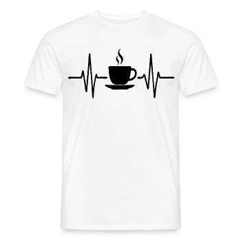 Kaffee Herzschlag, minimalistisches Line Art Design - Männer T-Shirt - Weiß - Vorne - AI Model Male 178 dark (178cm)