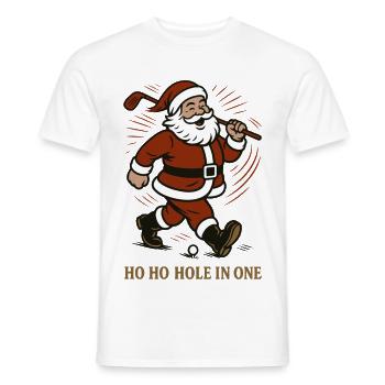 Santa Claus Golfing Ho Ho Hole In One Fun - Men's T-Shirt - white - Front - AI Model Male 178 dark (178cm)